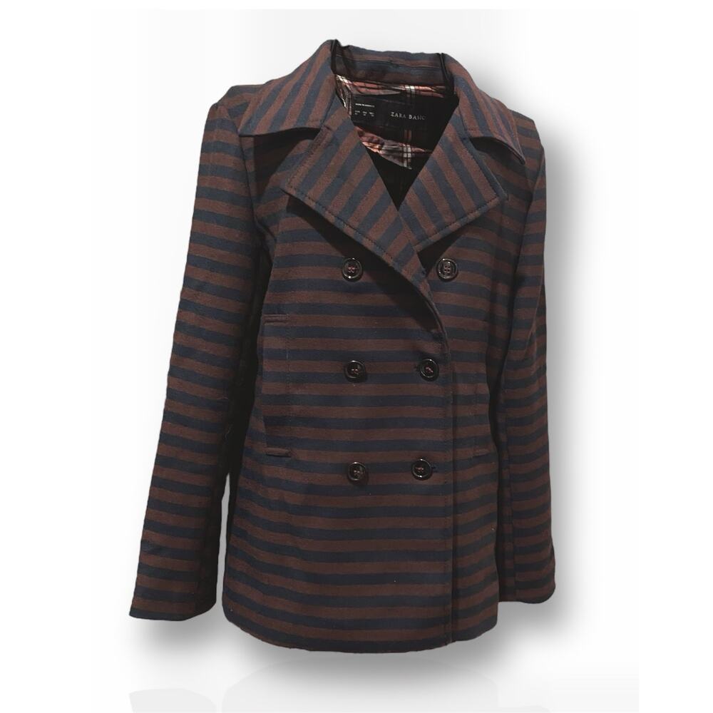 Zara Basic Blazer Size Medium Double-Breasted Nav… - image 1